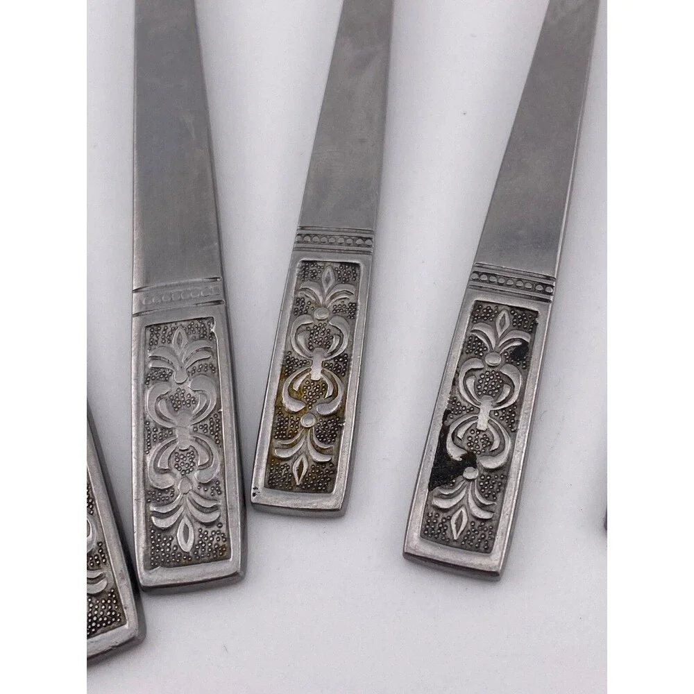 Customcraft Stainless Steel Flatware Silverware 13pc Lot Fleur de Lis Vintage